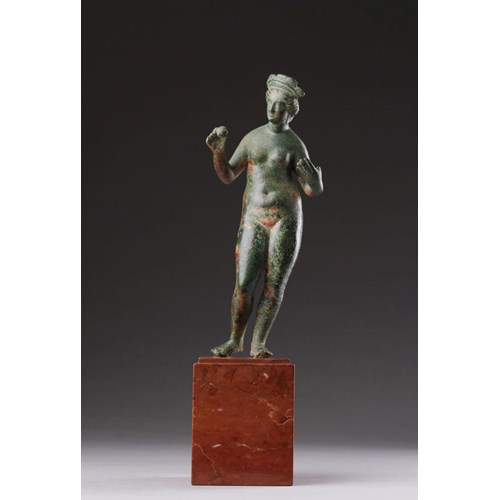 Fine Ancient Roman Bronze Figure of the Nude Venus a Diadem in her Hair